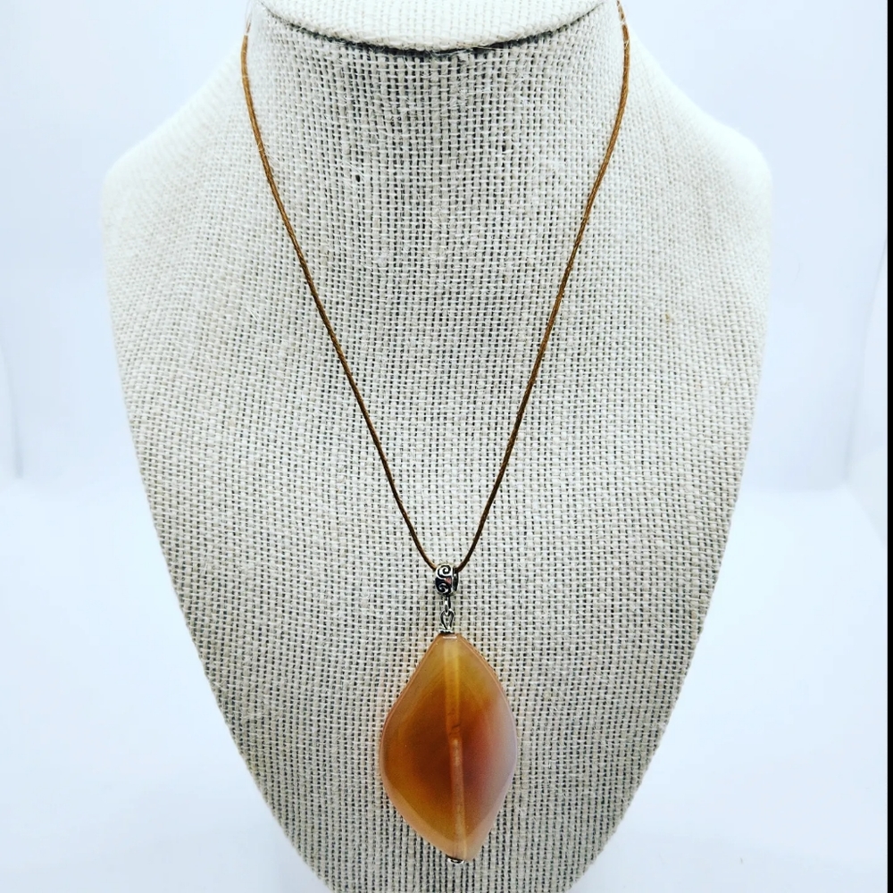 Peach Agate cord pendant